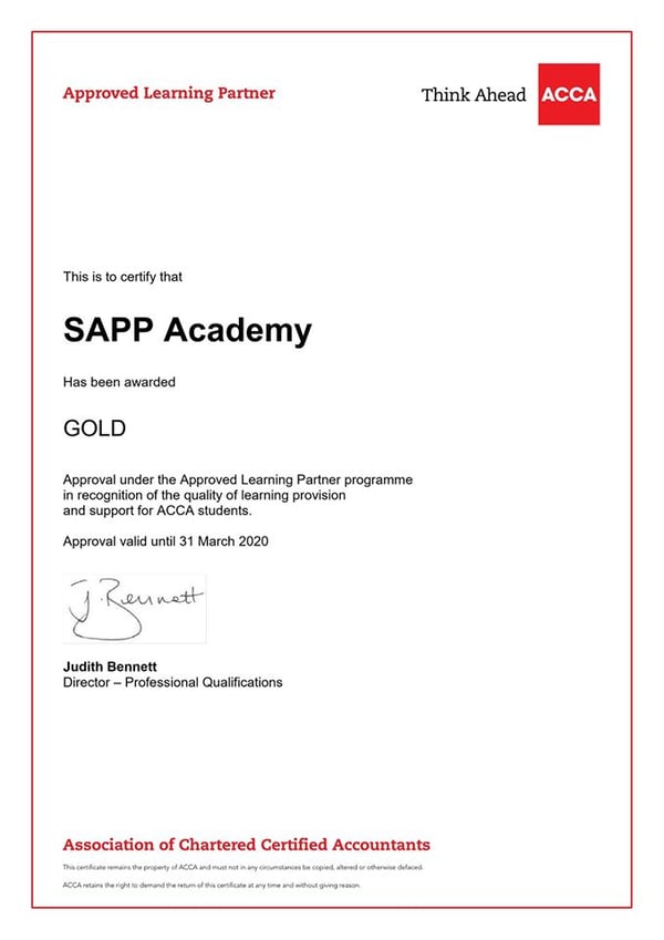 SAPP Academy đối tác đào tạo chuẩn Vàng ACCA